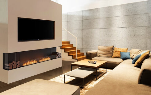 Ecosmart Fire Flex 140BY.BXR Bay Fireplace Insert - Black Finish / Black Burner - ESF.FX.140BY.BXR.B